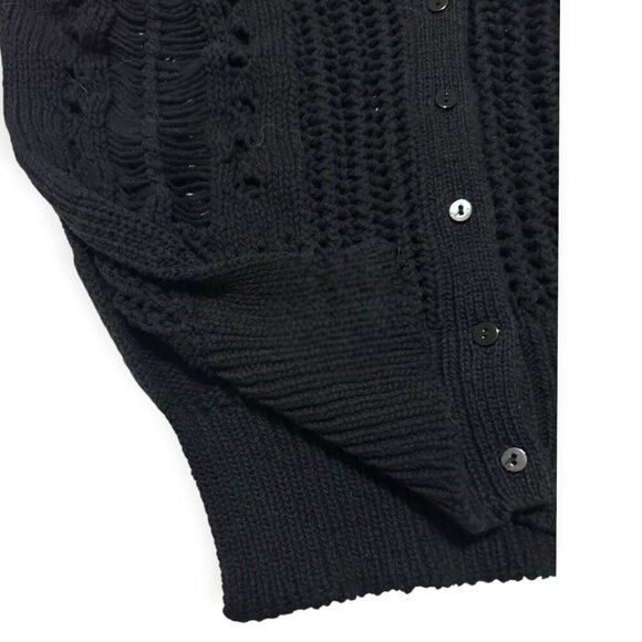 Olivaceous Cotton Cardigan with Open weave, Black, Size L - Picture 8 of 16